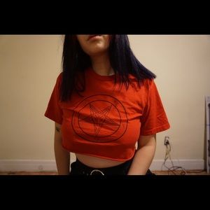 Red pentagram crop top